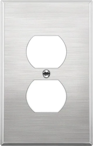 Vista 18 de LIDER Placa de pared de metal para receptáculo dúplex, cubierta de salida de acero inoxidable, resistente a la corrosión, tamaño mediano de 1