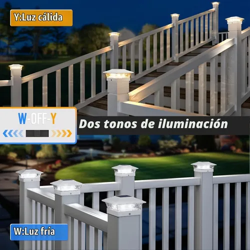 Vista 4 de Luces solares para tapas de postes para exteriores, paquete de 12, impermeables, luces para postes de cerca con 16 LED ultra brillantes que se Blanco