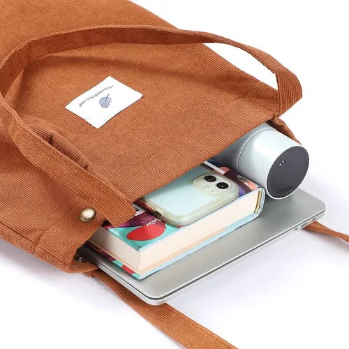 Vista 4 de WantGor Bolso de mano o de hombro de pana y de gran capacidad para mujer