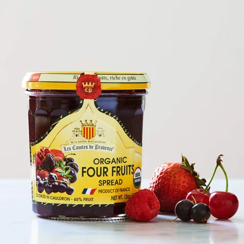 Vista 3 de Colección orgánica de mermelada francesa variada - Arándano, frutas rojas, albaricoque, frambuesa, fresa - 12 oz / 340 g
