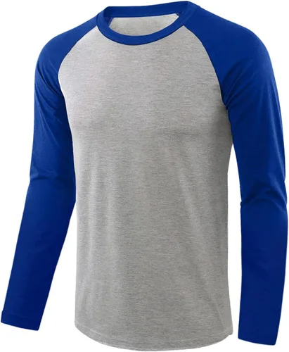 Vista 15 de Camisetas de béisbol deportivas básicas de algodón suave de manga larga raglán 3/4 para hombre