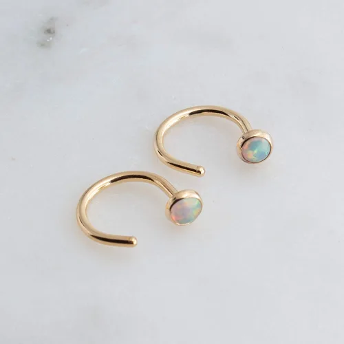 Vista 20 de Half Huggie Gold Hoop Earrings for Girls Women Tiny Cartilage Birthstone Stud Piercing Earring Hypoallergenic Earring Screw Back Dainty Hug Hoops