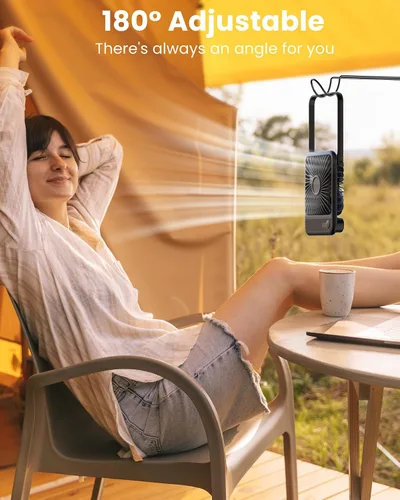 Vista 4 de Koonie - Ventilador de escritorio, ultra silencioso con batería de 2.5-11h, pequeño ventilador USB con viento fuerte, plegable con inclinación