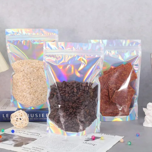 Vista 6 de NPLUX - Bolsas holográficas de Mylar resellables para embalaje y más, bolsas resellables para pequeñas empresas (paquete de 50, 5.5 x 8 pulgadas)