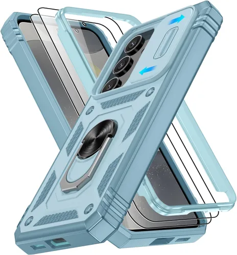 Vista 236 de Gritup Funda para Google Pixel 6 con cubierta deslizante para cámara y protector de pantalla (2 unidades), soporte de anillo giratorio 360°, funda