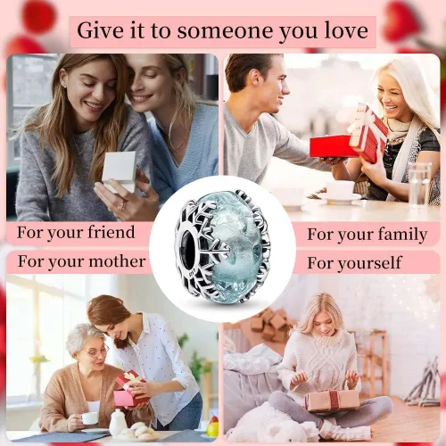 Vista 4 de Dijes de plata de ley 925 con circonita cúbica para mujer, pulseras y collares, madre de Navidad para mujer