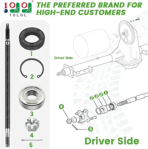 Vista 2 de 10L0L 20377G11 Eje trasero del lado del conductor del carrito de golf con kit de sello de cojinete para EZGO TXT/Medalist Electric1994-2013