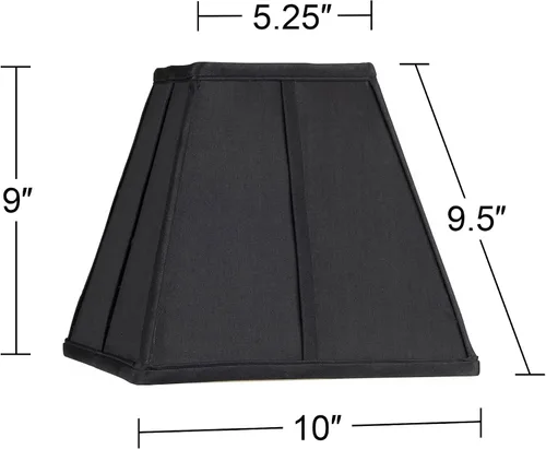 Vista 4 de Pantalla cuadrada mediana negra para lámpara (premontada) 5.25 pulgadas superior x 10 pulgadas inferior x 9.5 pulgadas de alto (araña) de repuesto