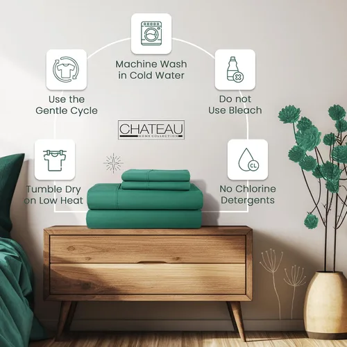 Vista 5 de CHATEAU HOME COLLECTION Tencel - Juego de sábanas de algodón suave, transpirable de 300 hilos con certificación Oeko-TEX, tamaño King, sábanas