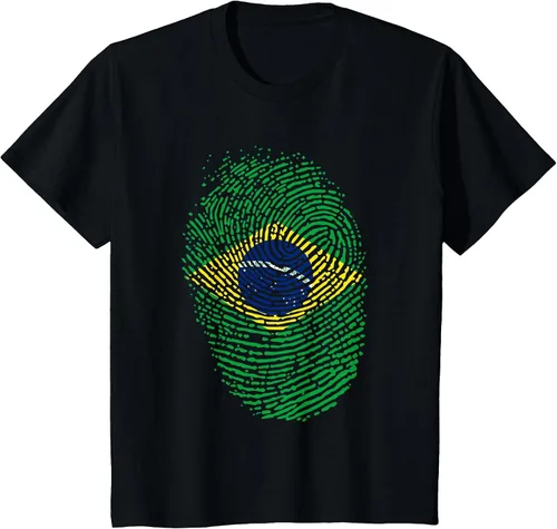 Vista 42 de Camiseta patriótica de la bandera brasileña con huella dactilar Asphalt Grey