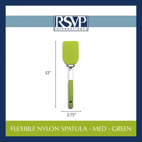 Vista 8 de RSVP International Kitchen Tool Collection - Espátula flexible de nailon, mango de acero inoxidable, 12 x 2.75 pulgadas, color verde