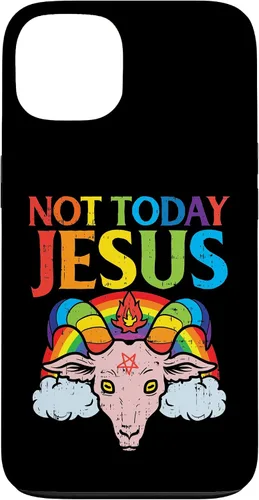 Vista 7 de Today Not Jesus Satan Goat Satanic Rainbow Satanism Gift Case for iPhone 17