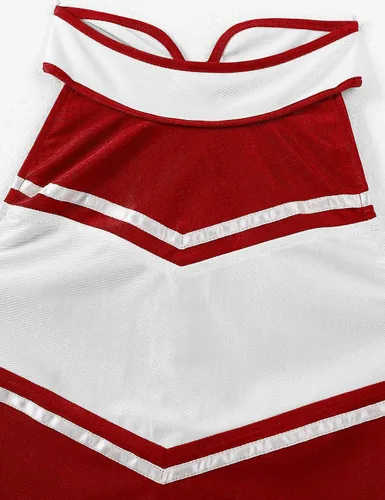 Vista 5 de Uniforme de animadora para mujer, 2 piezas, para cosplay, juego de rol, tops cortos con faldas plisadas