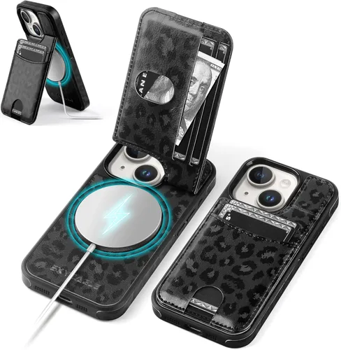Vista 26 de SkyEagle Funda compatible con Magsafe para iPhone 13 Pro Max con soporte para tarjetas, función atril, bloqueo RFID, ranuras para tarjetas de Verde