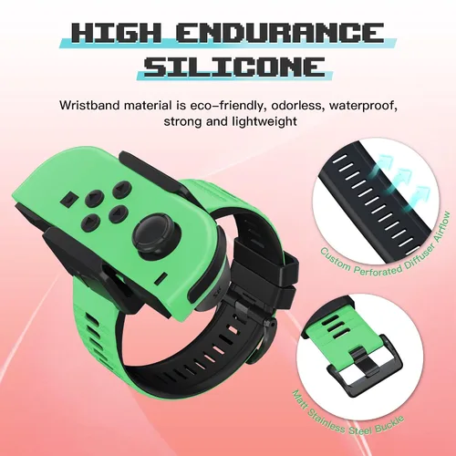 Vista 2 de Silicone Wrist Bands for Just Dance 2024 2023 2022 2021 Switch, RTTACRTT Dance Strap Freely Adjustable for Joy Con & Switch OLED Model, 2-Pack for