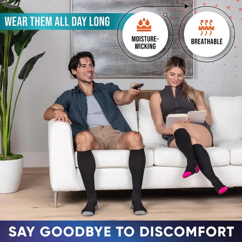 Vista 7 de Compression Socks for Women & Men 20-30 mmHg – Circulation Support for Nurses, Travel, Flight, Running & Everyday Wear