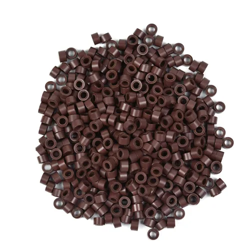 Vista 18 de 500 cuentas de micro anillos forradas de silicona de 0.197 in para extensiones de cabello con punta I (negro)