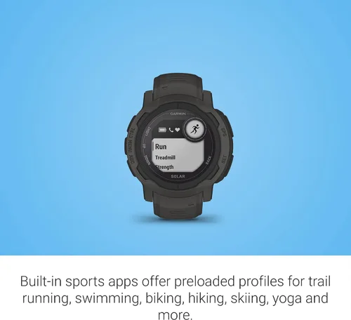 Vista 5 de Garmin Instinct 2 Solar, reloj resistente para exteriores de menor tamaño con GPS y con capacidad de carga solar, construido para todos los Grafito