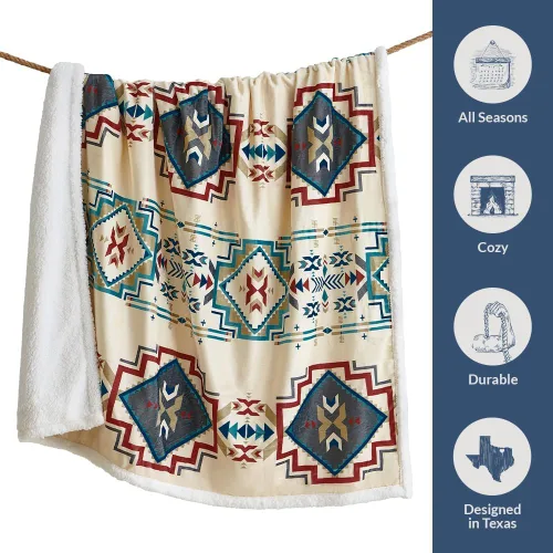 Vista 32 de Indigo Hill by HiEnd Accents Acadia - Manta de sherpa con estampado de pinos bosques, naturaleza, bosque, montaña, manta occidental para acampar al