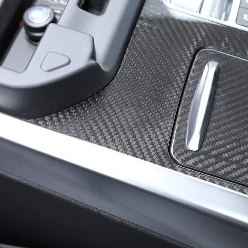Vista 5 de YIWANG Cubierta de panel de consola central de coche de fibra de carbono real, 3 piezas para Land Rover Range Rover Sport 2014-2017 Auto Accesorios