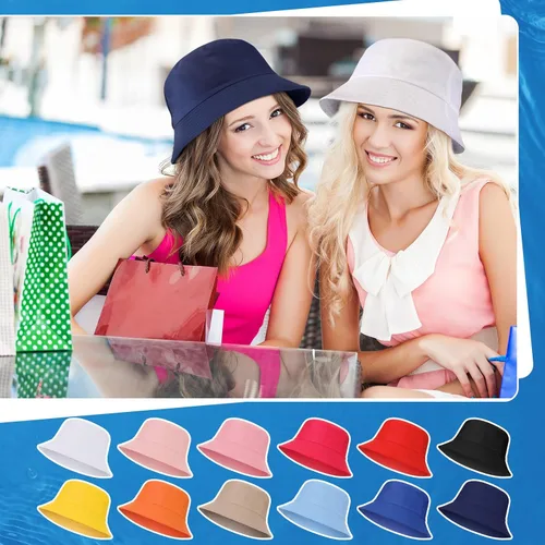 Vista 3 de Zhanmai Paquete de 24 sombreros de pescador para mujer, sombreros de verano para viajes a la playa, sombreros de pesca al aire libre, unisex, gorro