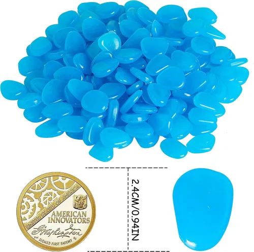 Vista 2 de OSOPOLA 150 PCS Piedras Luminosas - Rocas Luminosas Azules Decoraciones DIY Guijarros Decorativos para Acuario Pecera Acera Jardín Camino Patio