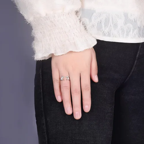 Vista 3 de Fookduoduo Anillos de abrazo para mujer, de plata de ley, ajustable, con texto en inglés "Always with You", anillos de joyería para parejas, anillos