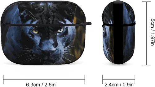 Vista 2 de Panther with Blue Eyes for Airpod Pro Case Cover Hard Shell Full Drop Protection Cover with Keychain Compatible with AirPod Pro 2nd/1st