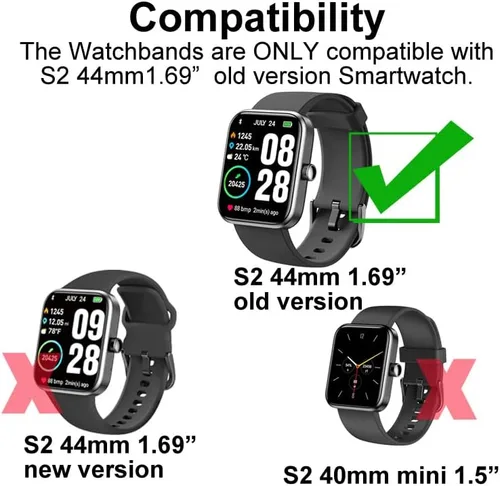 Vista 2 de smaate Correa de reloj de silicona para S2, compatible con TOZO S2 reloj inteligente de 1.69 pulgadas, correa de repuesto deportiva transpirable