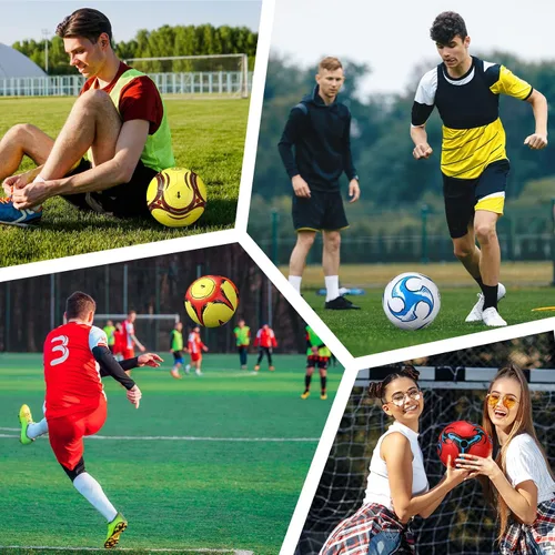 Vista 7 de Lunmon 18 pelotas de fútbol con 4 bombas, pelotas de fútbol deportivas, tamaño oficial, fútbol para interiores y exteriores, para niños