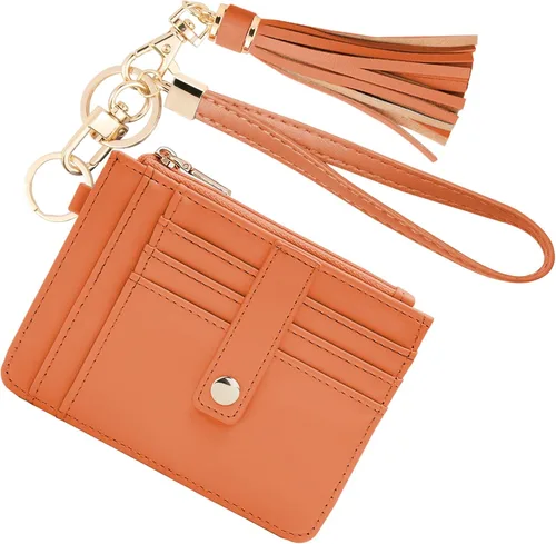 Vista 10 de KNGITRYI Billeteras pequeñas de pulsera para mujer RFID para tarjetas de crédito, cartera con llavero, cartera para tarjetas de crédito