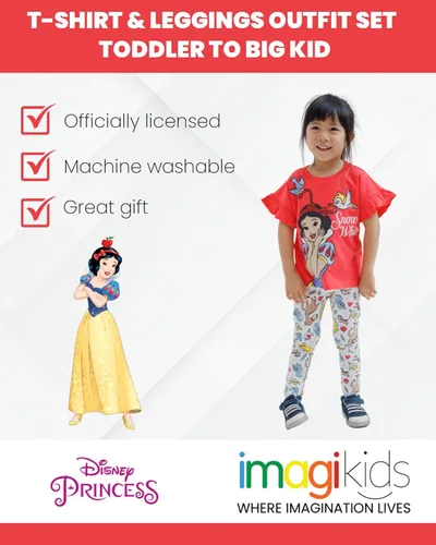 Vista 3 de Disney Conjunto de camiseta y leggings de princesa para niñas pequeñas y grandes