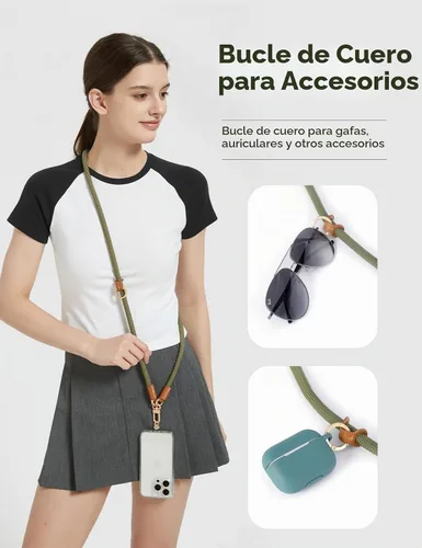 Vista 6 de Cordón para teléfono 1, lengüeta de amarre 2, cordón cruzado para teléfono celular, cordón de cuerda, correa ajustable universal para teléfono