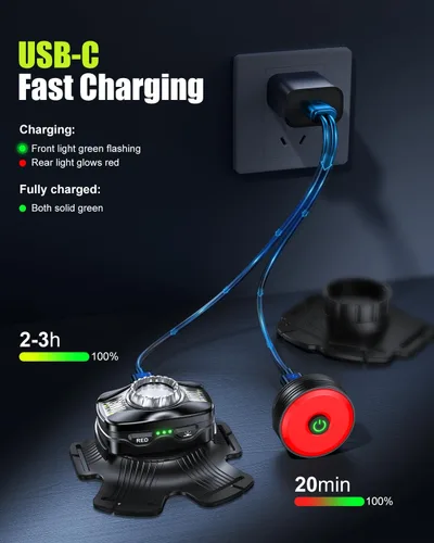 Vista 7 de Luces de Correr para Corredores, Luz de Correr de 500 Lúmenes con Luz de Alerta Roja Trasera, Haz Ajustable de 45° e Impermeable IPX4, Chaleco