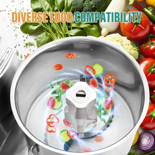 Vista 3 de Procesador de alimentos comercial, procesadores de alimentos de acero inoxidable de 1800 W, picadora eléctrica de verduras resistente con control