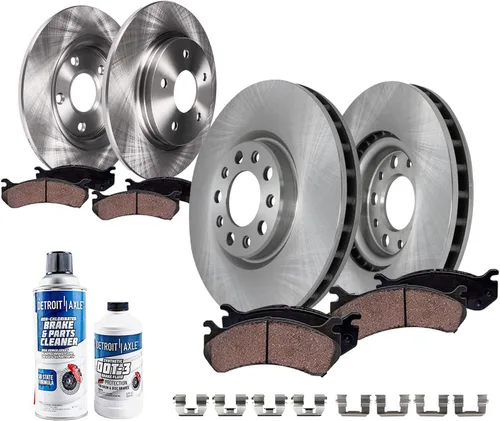 Vista 16 de Detroit Axle - Kit de frenos para Ford 18-21 Transit Connect, Rotores de freno de disco delantero y trasero Pastillas de freno de cerámica 2018 2019