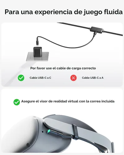 Vista 5 de INIU Link Cable, [16FT 5m] VR Cable USB 3.0 High Speed Type C Charger Cable Fast Charging While Playing,USB to USB C Cable for Meta Oculus Quest 3S