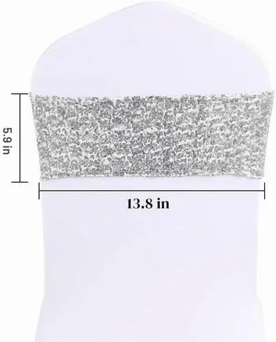 Vista 3 de Bandas de elastano para silla, 50 unidades, bandas de lentejuelas