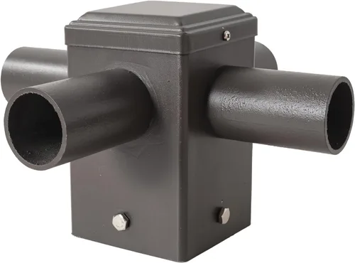 Vista 19 de Adaptador de espiga horizontal cuadrado de 180 grados con 2 brazos para poste cuadrado de 4 pulgadas, 2 soportes de montaje horizontales más gruesos