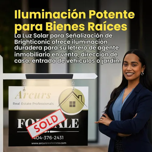 Vista 5 de Brighticonics - Señal de dirección solar con luz – Luz LED iluminada impermeable IP65 – Números de casa fáciles de instalar, encendido automático al
