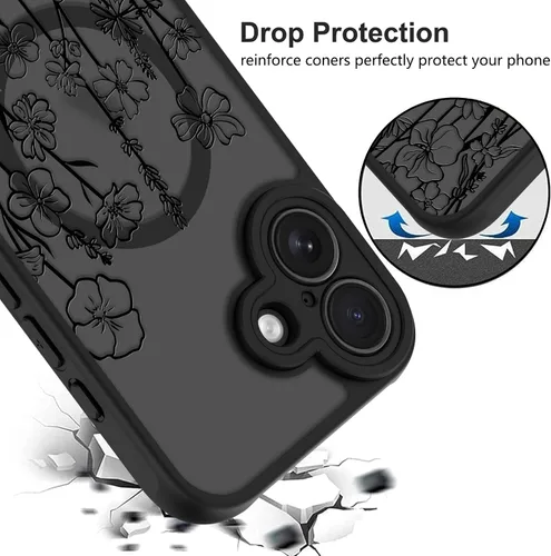 Vista 130 de KANGHAR - Funda compatible con iPhone 11, diseño de leopardo negro, textura de neumático antideslizante, a prueba de golpes, funda protectora