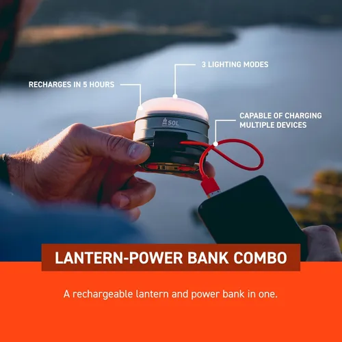 Vista 4 de S.O.L. Venture 3000 Luz LED recargable para acampar con banco de energía