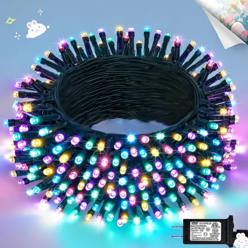 Vista 29 de JMEXSUSS Guirnalda de luces de Navidad de 200 LED azules y blancas, 66 pies, de exterior, expansible, para árbol, fiesta o decoración de hogar