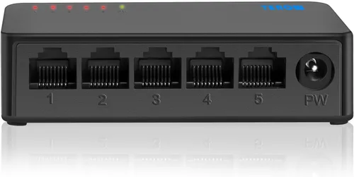 Vista 7 de Interruptor de red Gigabit de 5 puertos, interruptor portátil Plug & Play Carcasa sin ventilador, negro, para el hogar, oficina, interruptores