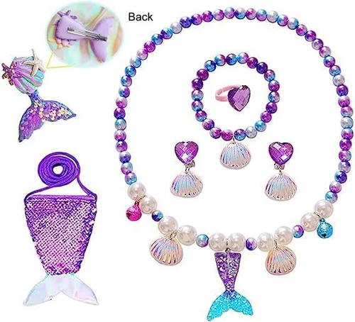 Vista 5 de Fishkidtail Little Girls Princess Mermaid Costume for Girls Dress Up with Accessory for Christmas Birthday Party Supplies