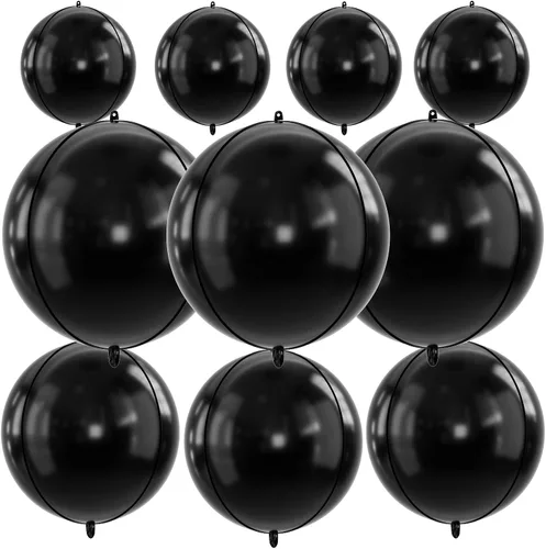 Vista 21 de Globos redondos de papel de aluminio para baloncesto, globos de helio 4D de 22 pulgadas, 18 pulgadas, 15 pulgadas, balón de baloncesto negro