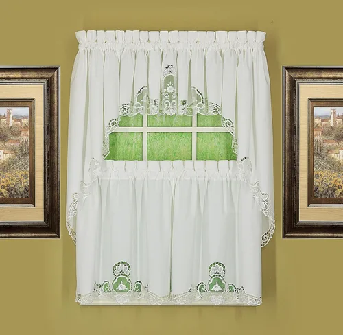 Vista 10 de Today's Curtain Annabelle Cenefa de macramé de 14 pulgadas, color crudo, 60 pulgadas de ancho x 14 pulgadas de largo