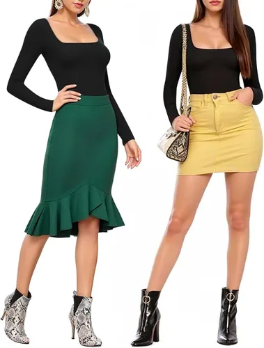 Vista 3 de MANGOPOP Body de manga larga con cuello cuadrado para mujer