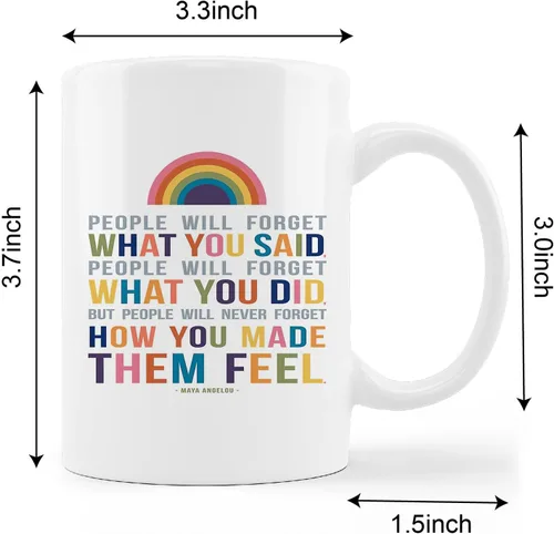 Vista 5 de kunlisa Taza de cerámica con frase "People Will Forget What You Said Maya Angelou", taza de cerámica de 11 onzas con asa, regalos inspiradores