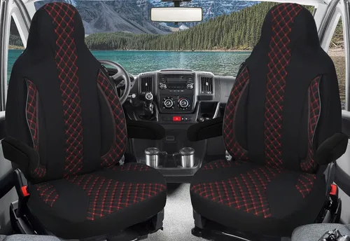 Vista 2 de Seat Covers for Drivers and Passengers Compatible with Motorhome Pössl Weinsberg Knaus Adria Dethleffs Fendt Carthago Bürstner Eura Mobile Pilot